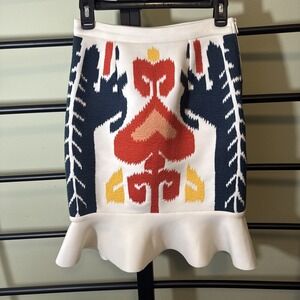 Hemant & Nandita skirt ruffled-hem With IKat Pattern Women's Size Extra Small